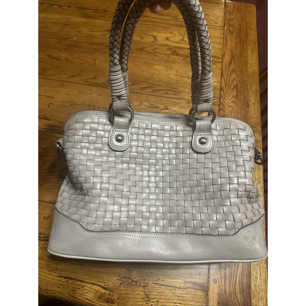 Patricia Nash - Discovery Washed Woven Leather Augusta Satchel Handbag - Stone
